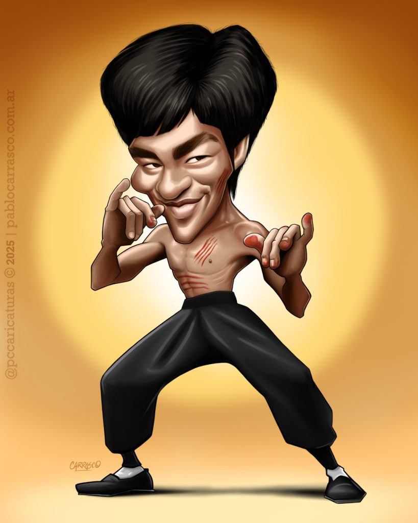 Caricatura de Bruce Lee (2025).