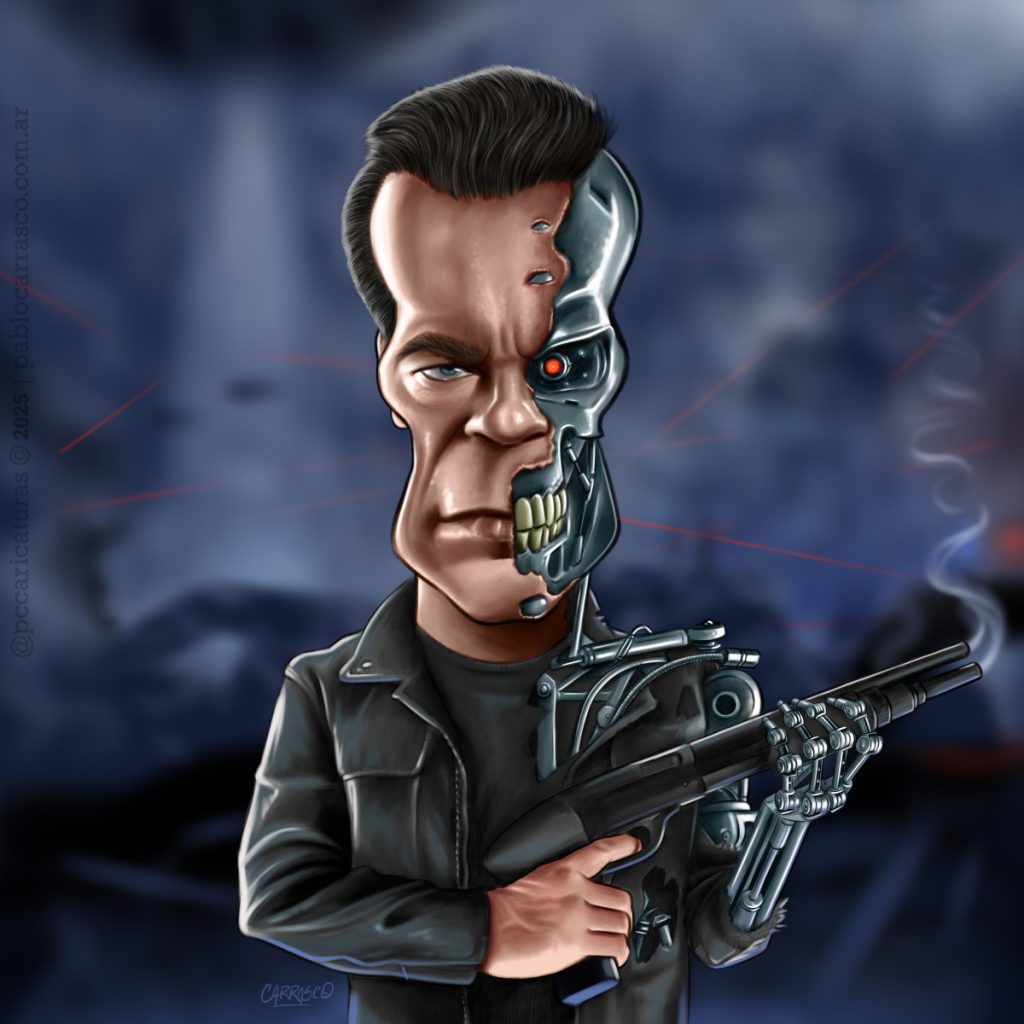 Caricatura de Terminator (Arnold Schwarzenegger) (2025).